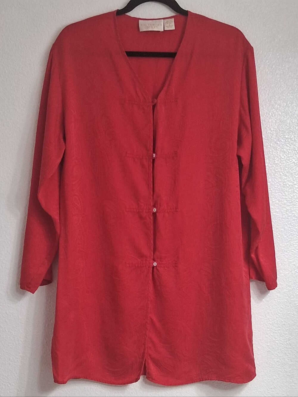 Victorias Secret Red Silk Night Shirt    Size S